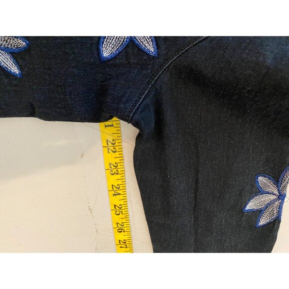 Isabel Hayley Embroidered Floral Denim Jacket Size 12 - Picture 6 of 8